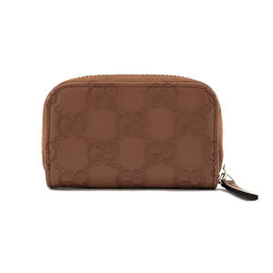 Gucci G Coin Coin sima Terracotta Leather Purse Interlocking Brown Case
